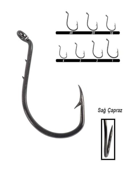 Youvella 1355 Delikli Tırnaklı Papağan Olta İğnesi 100lü Kutu Black Nikel