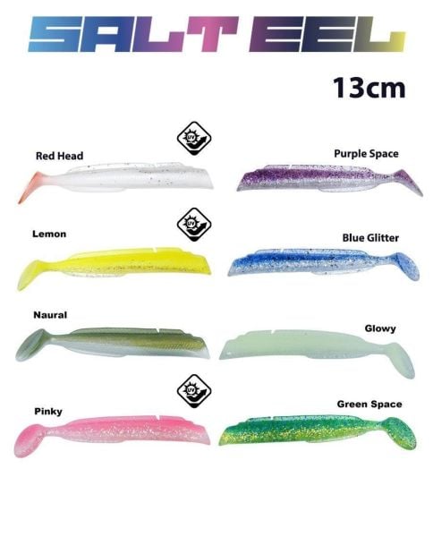 Fujin Salt Eel Body 13cm x3 Silikon Yem Gövde Blue Glitter