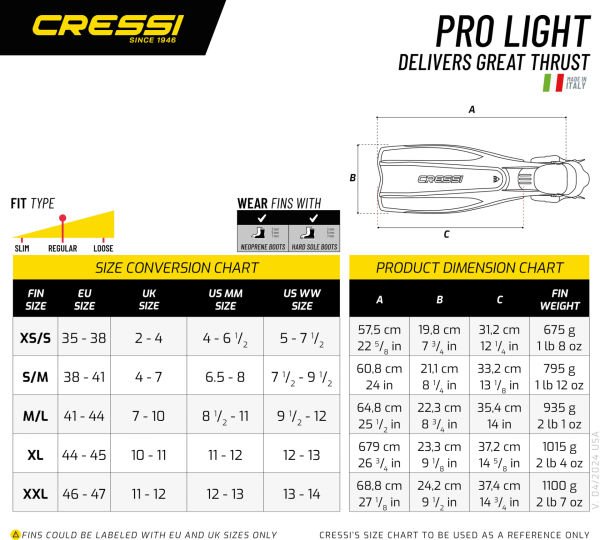 Cressi Pro Light Black M/L(41/44) Dalış Paleti
