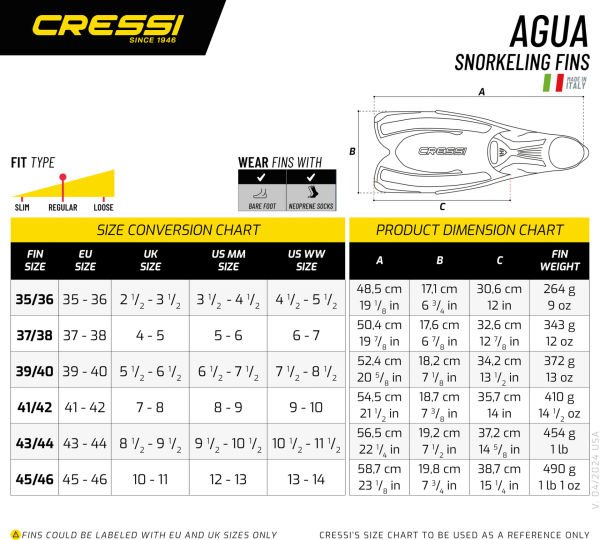 Cressi Agua Aquamarine 45-46 Yüzücü Paleti