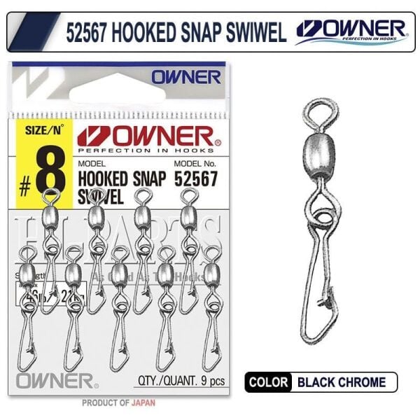 Owner 52567 Hooked Snap Swivel Klipsli Fırdöndü No:8 21kg Çeker
