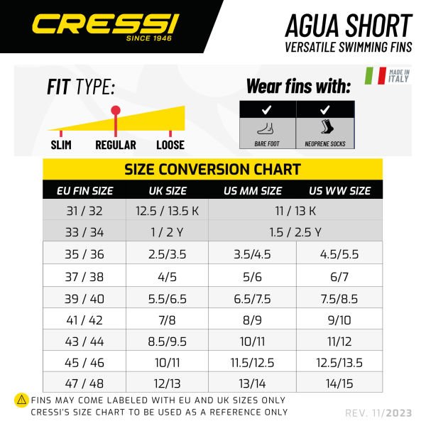Cressi Agua Short Black 45-46 Yüzücü Paleti