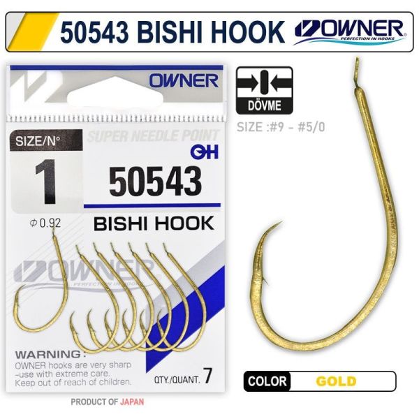 Owner 50543 Bishi Hook No:8 Gold İğne 12 Adet