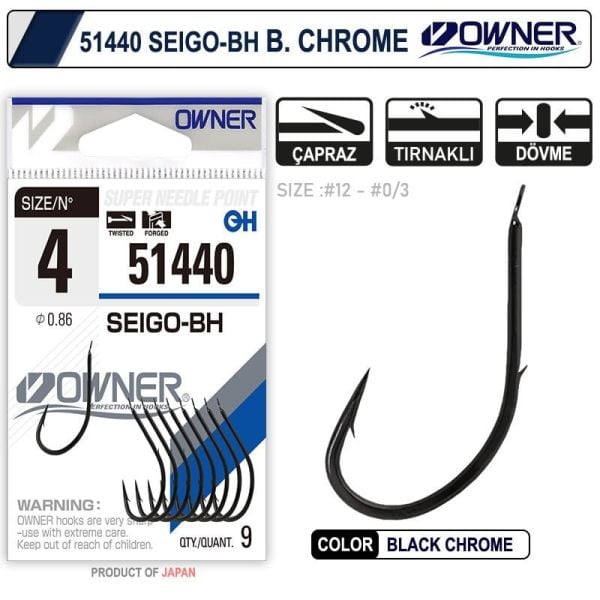 Owner 51440 Seigo-Bh No:4 Black Chrome İğne 9 Adet