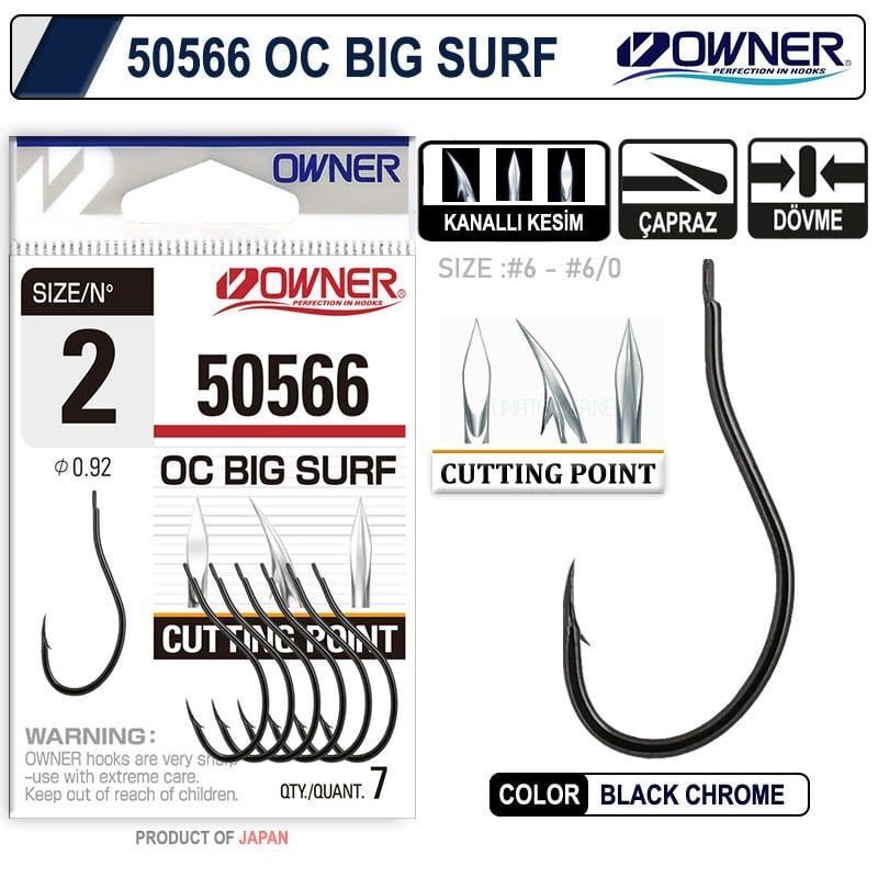 Owner 50566 Cut Big Surf Gun No:1 Black İğne 6 Adet