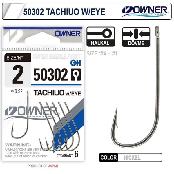 Owner 50302 Tachiuo W/ Eye No:2 Nickel İğne 6 Adet