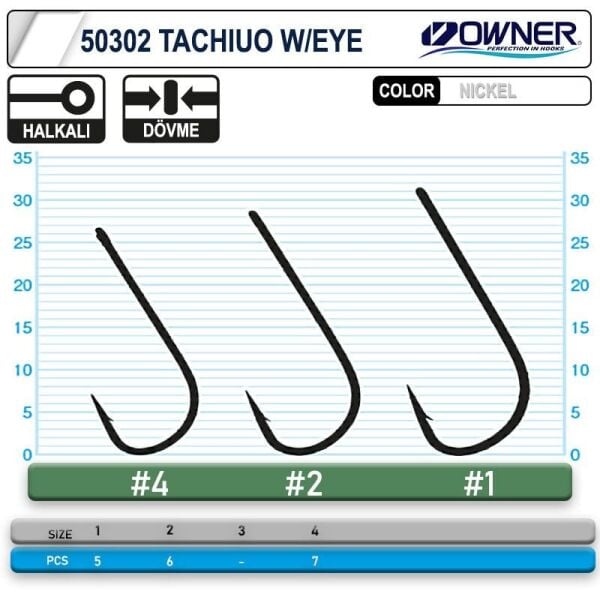 Owner 50302 Tachiuo W/ Eye No:2 Nickel İğne 6 Adet