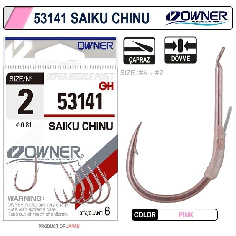 Owner 53141 Saiku Chinu Pink No:2 Black Chrome İğne 6 Adet
