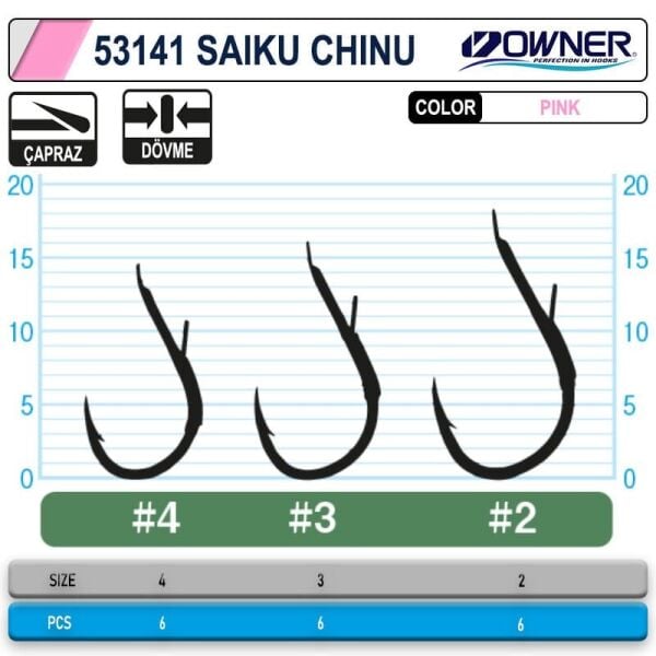 Owner 53141 Saiku Chinu Pink No:2 Black Chrome İğne 6 Adet