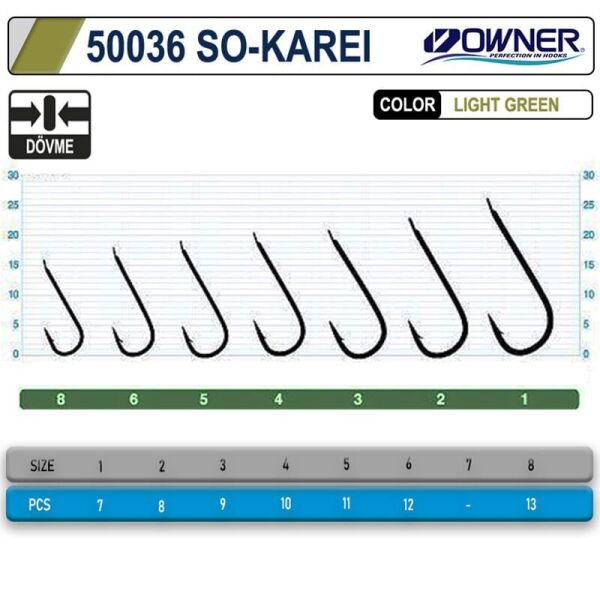 Owner 50036 So- Karei No:1 Light Green İğne 7 Adet