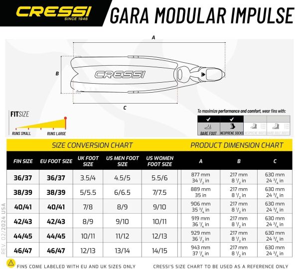 Cressi Gara Turbo Impulse Black 42-43 Numara Dalış