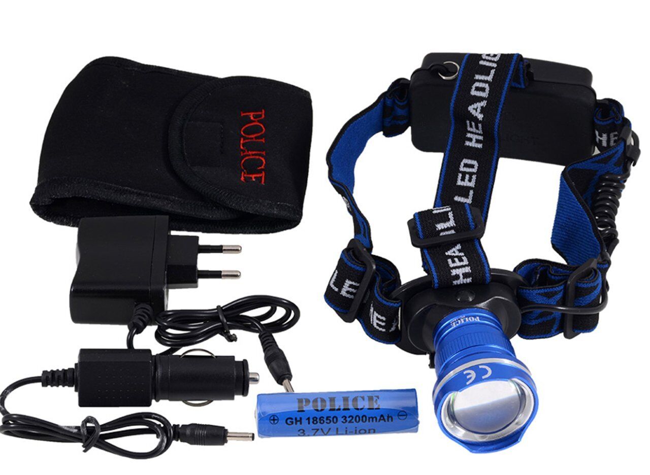 Police PS-1824 12/220V Zoomlu Şarjlı Kafa Feneri