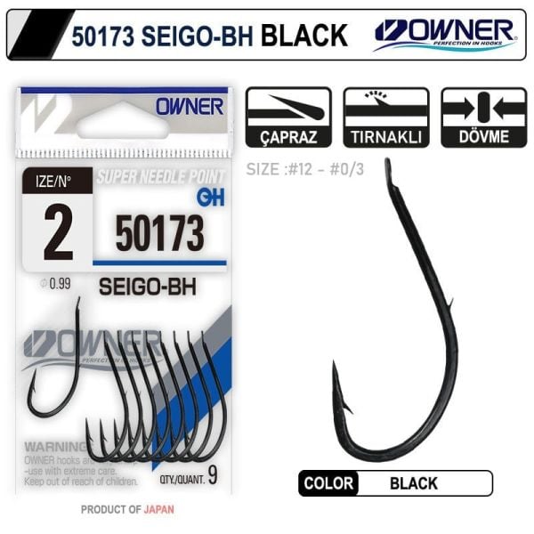 Owner 50173 Seigo-Bh No:1-0 Black İğne 8 Adet