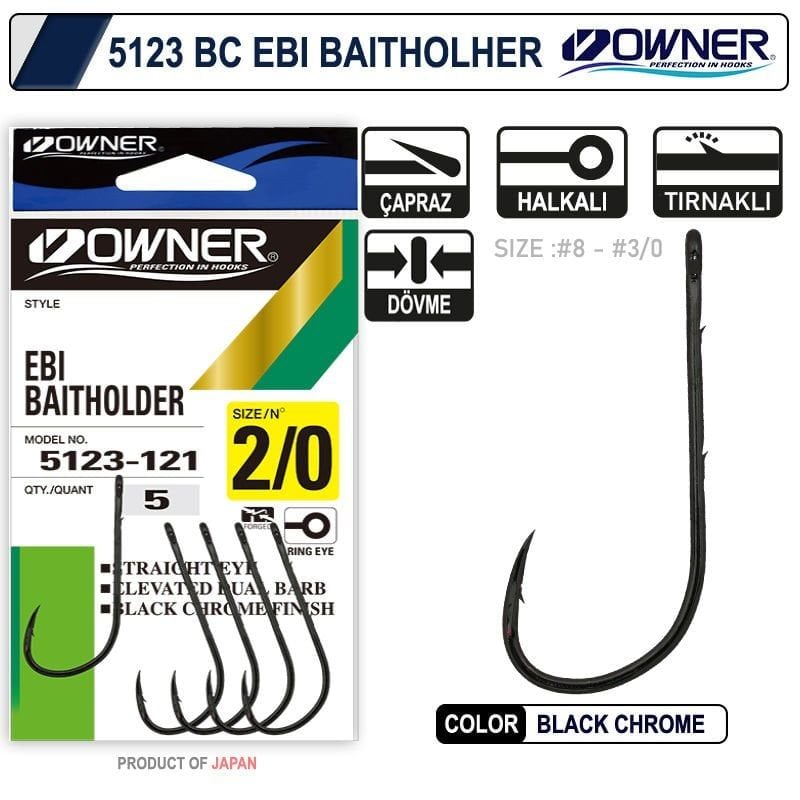 Owner 5123 Ebi Baitholder No:3-0 Black Chrome İğne 4 Adet