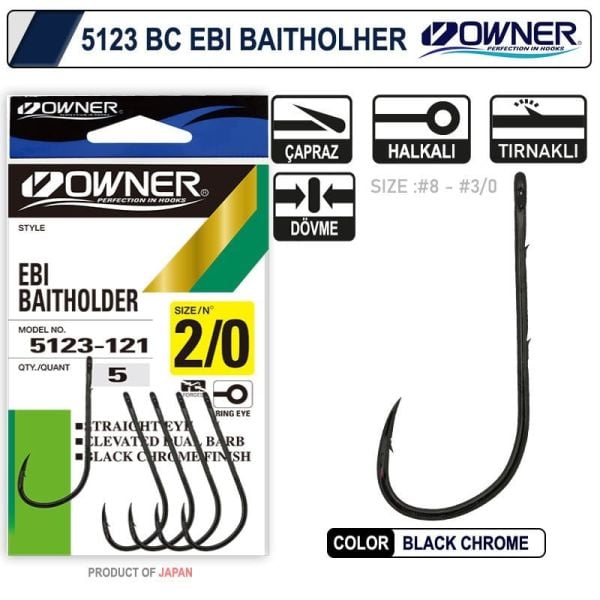 Owner 5123 Ebi Baitholder No:3-0 Black Chrome İğne 4 Adet