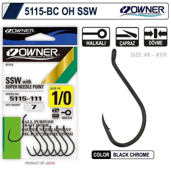Owner 5115 Oh Ssw No:5-0 Black Chrome İğne 4 Adet