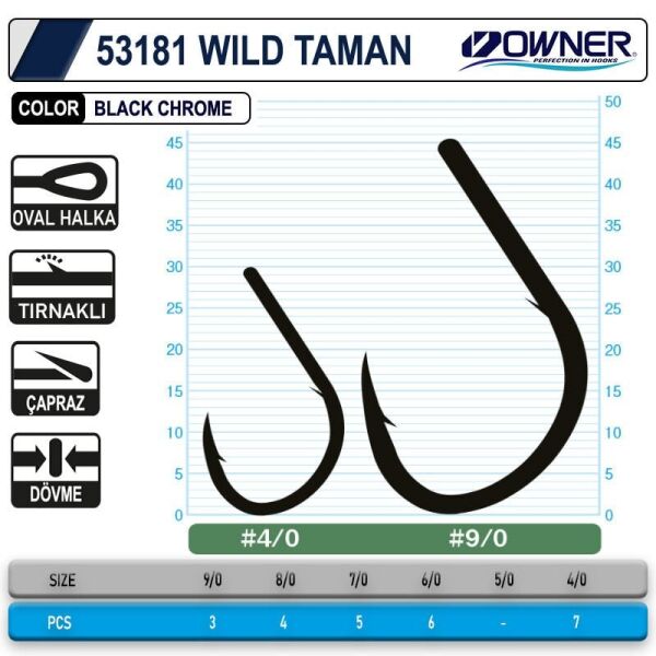 Owner 53181 Wild Taman No:7-0 Black Chrome İğne 5 Adet