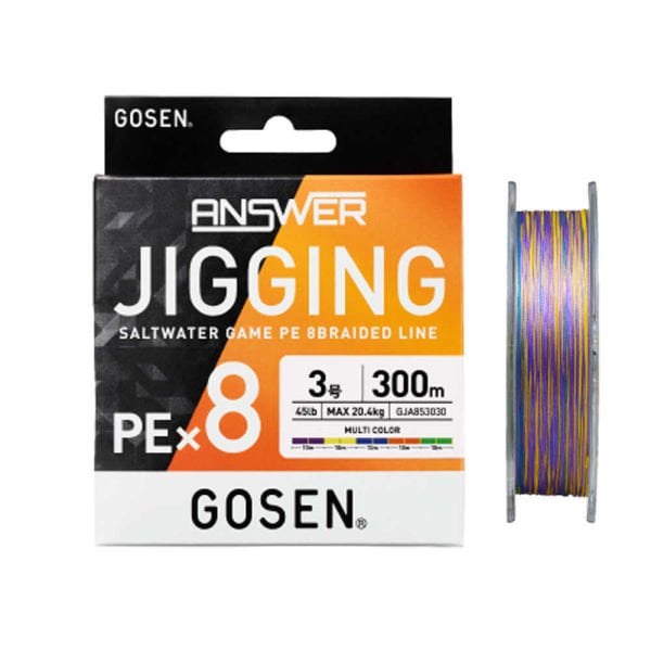 Gosen Jigging Answer 0.8 PE 300m 8 Örgü Jig ve Tai Rubber İpi 300mt 7.8kg Çeker Multicolor