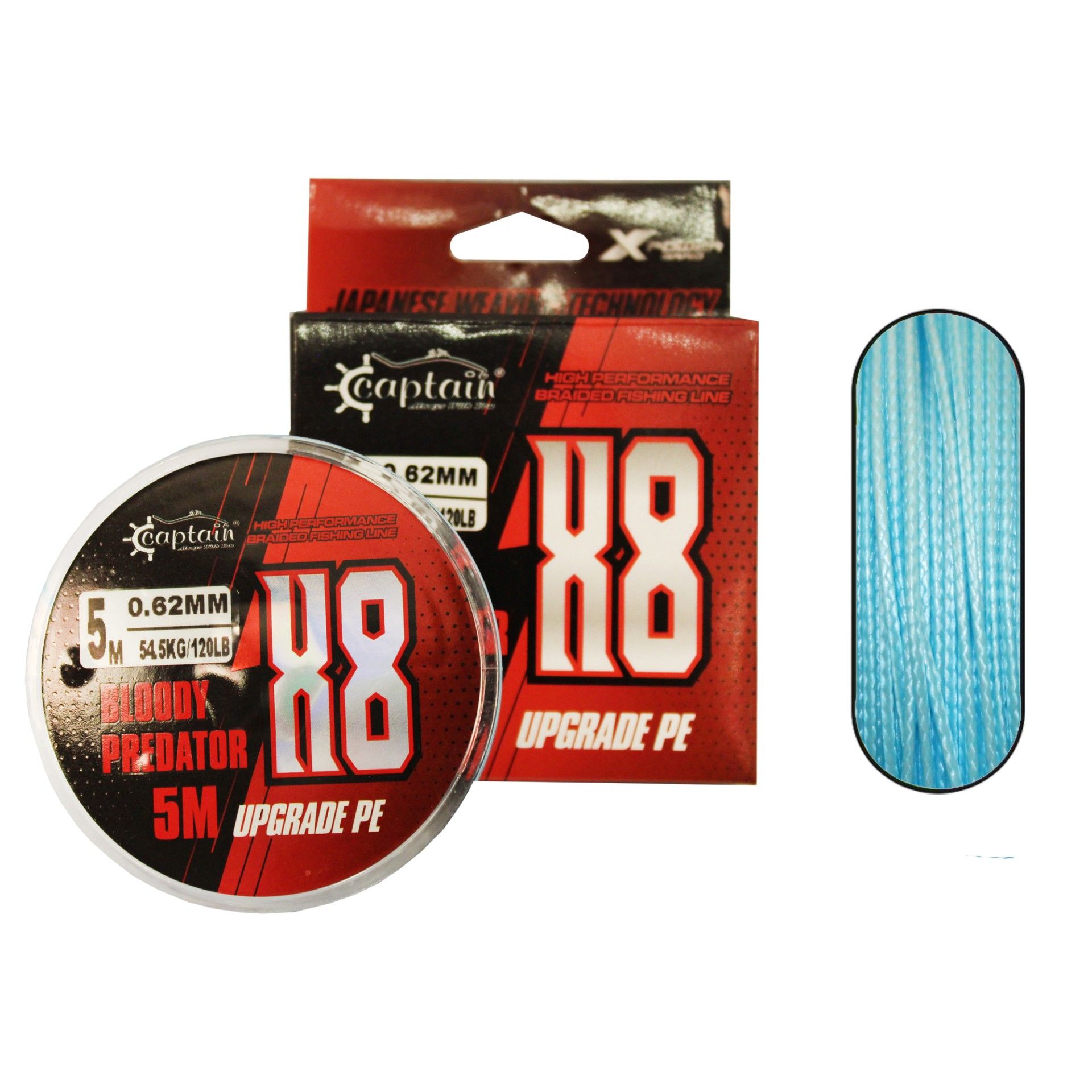 Hook Line 8X Upgrade PE Bloody Predator Assist İpi 5mt Mavi 120 LB