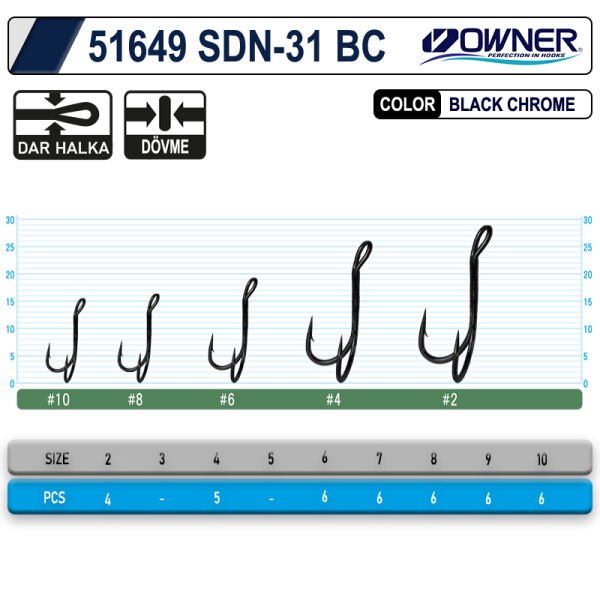 Owner 51649 Sdn-31Black Chrome  İkili İğne