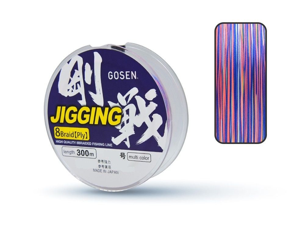 Gosen Jigging Braid 1.0 PE 300m 8 Örgü Jig ve Tai Rubber İpi 8.7kg Çeker Multicolor