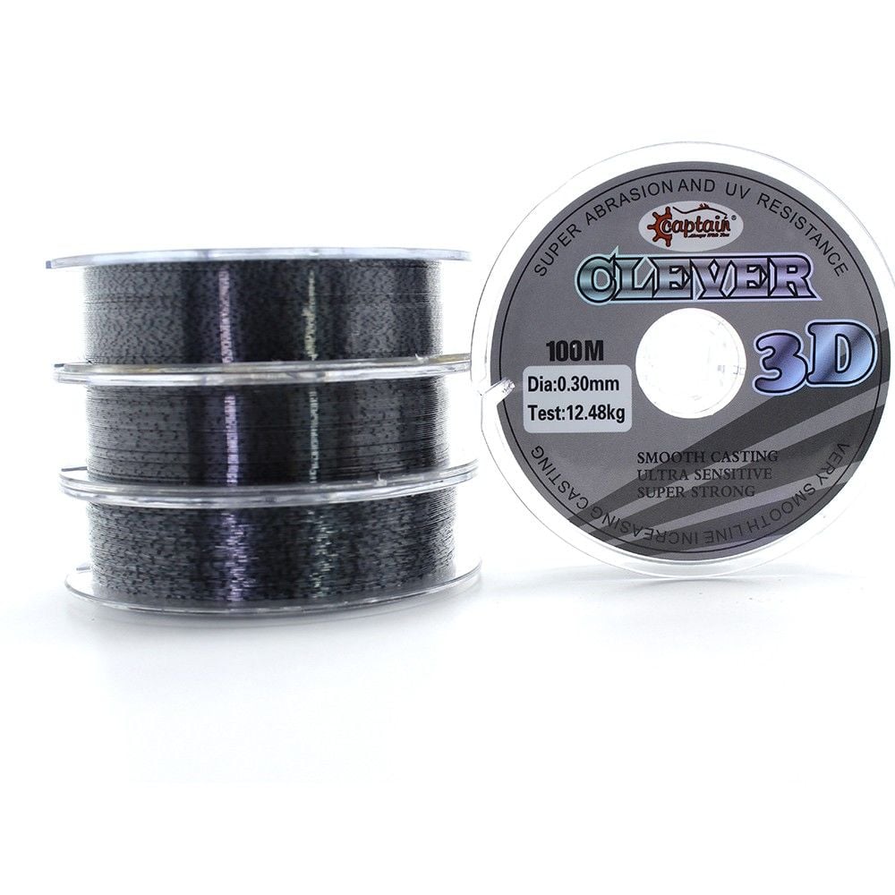 Captain Clever 3D Smooth100mt Monofilament Misina Black Kamou 0.30 mm