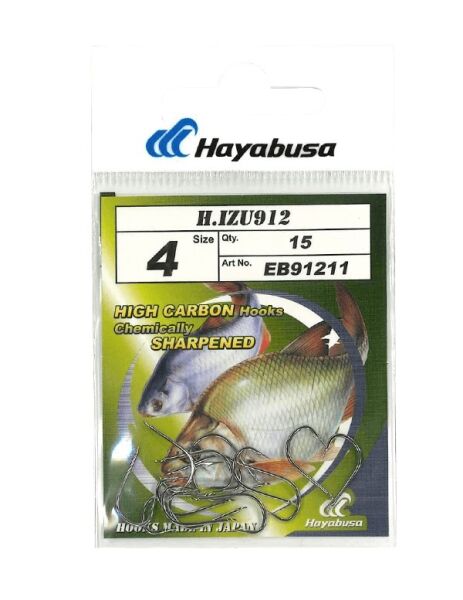 Hayabusa HIZU 912 Kısa Pala Dövme Olta İğnesi 15'li Paket Nikel 10
