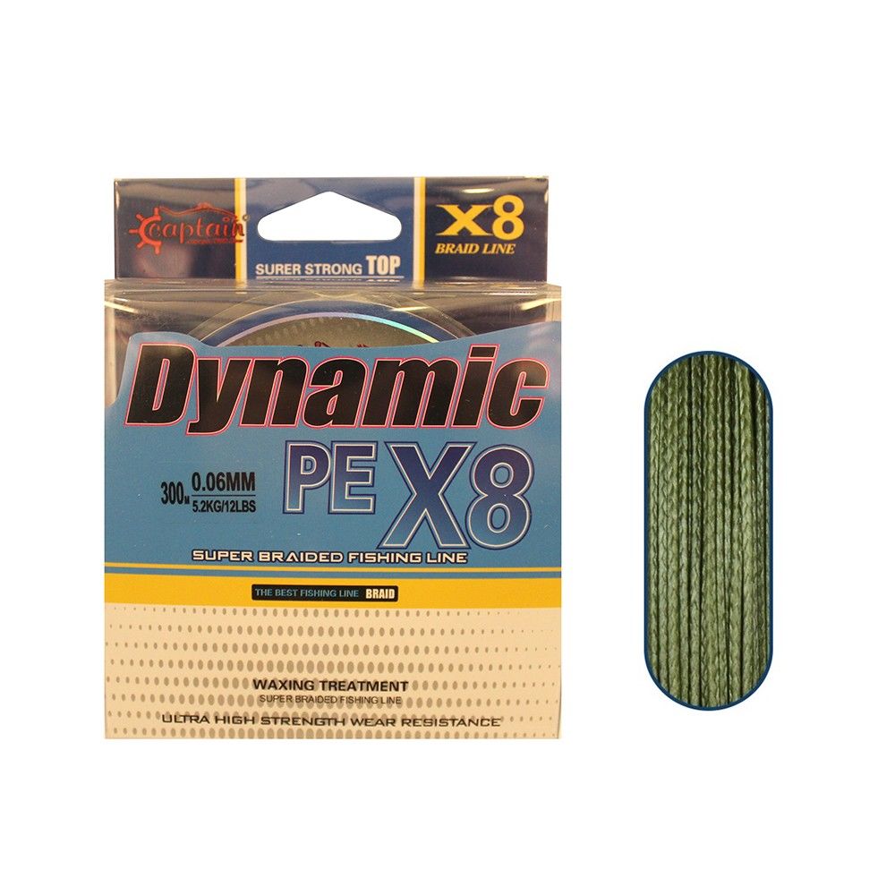 Captain Dynamic PE 0.12 mm 300m 8 Örgü İpi Misina 9.98kg Çeker Yeşil