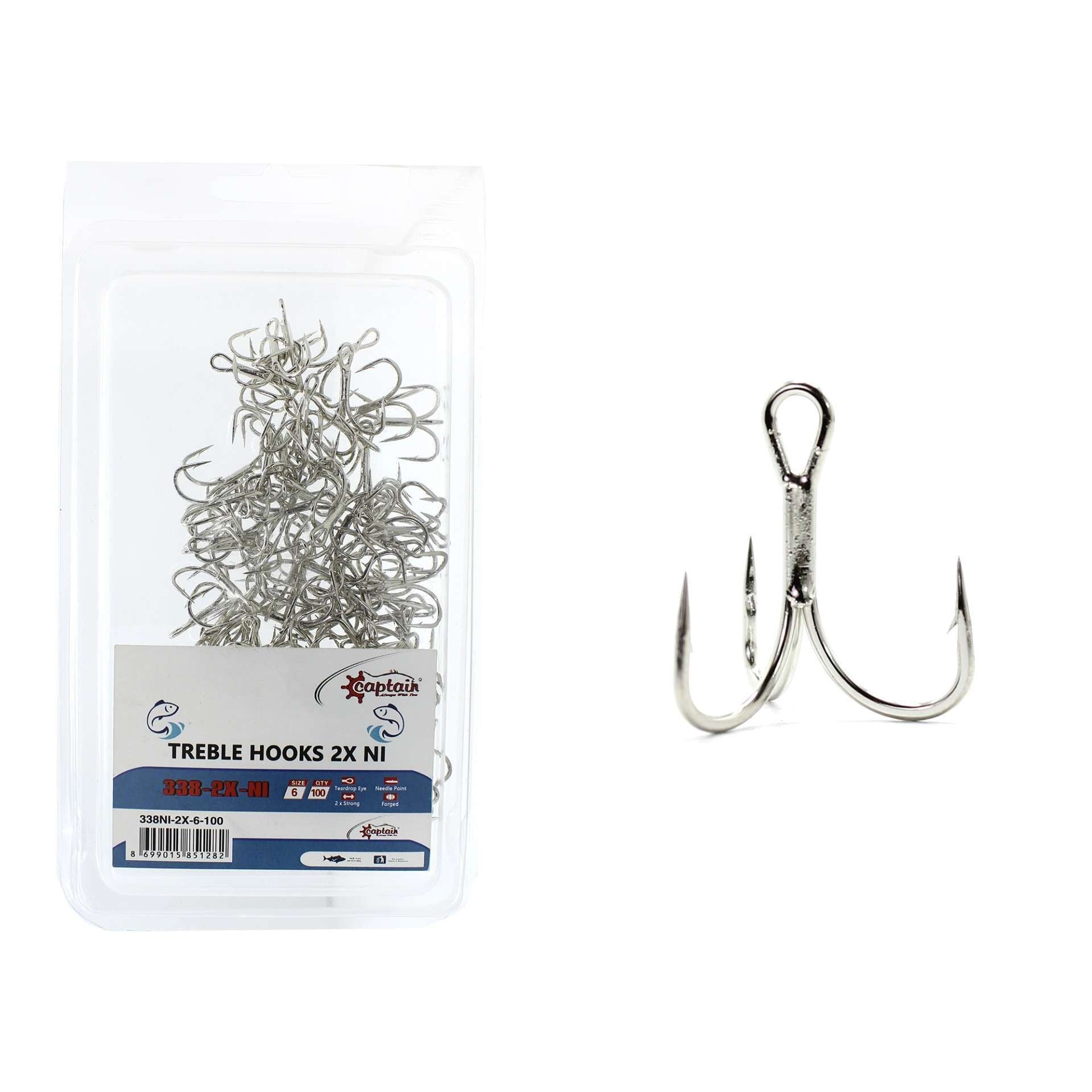 Captain 338 Üçlü İğne Sahte Balık İçin 100lü Kutu Nikel
