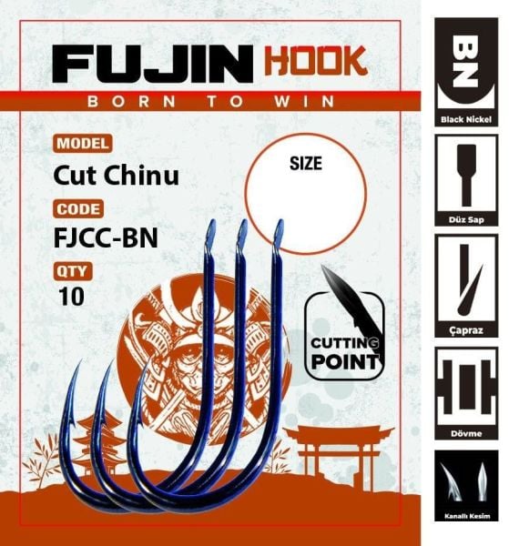 Fujin Cut Chinu No:6 Çapraz Deliksiz Olta İğnesi 10 Adet