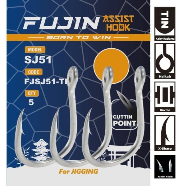 Fujin SJ51 TIN No:1-0 Delikli Assist İğnesi 5 Adet
