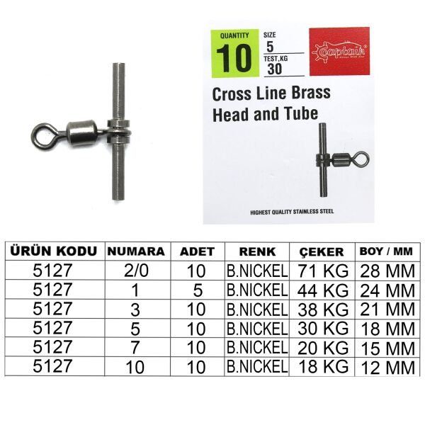 Captain 5127 Tube T Fırdöndü 5'li Paket Black Nikel 2/0