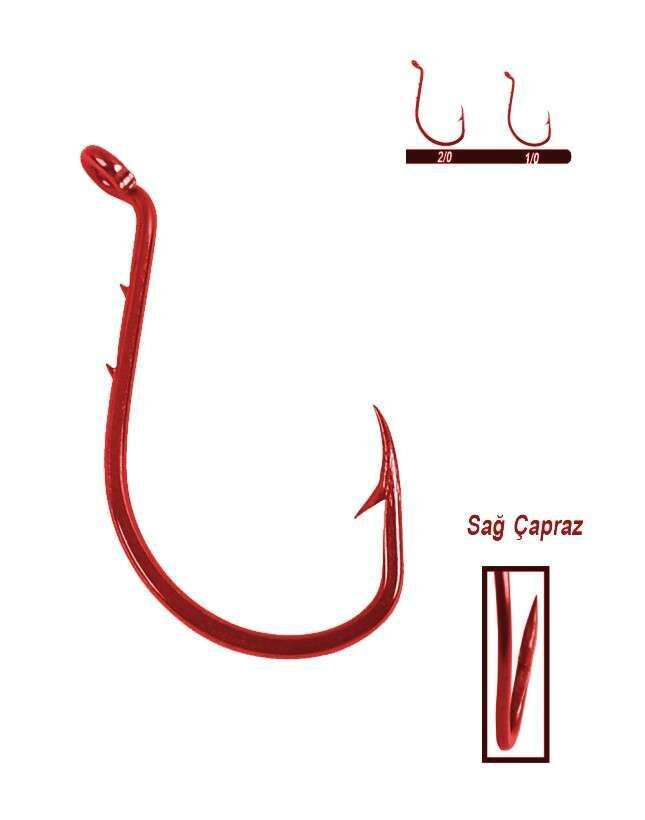 Youvella 1356 Delikli Tırnaklı Papağan Olta İğnesi 100lü Kutu Red