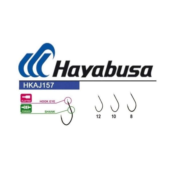 Hayabusa HKAJ 157 Kısa Pala Dövme Olta İğnesi 15li Paket Black Nikel