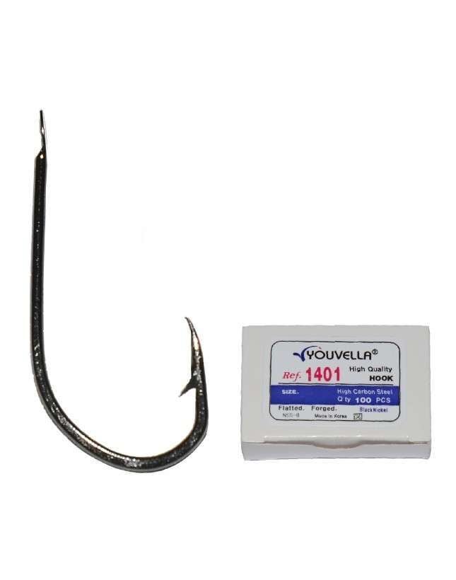 Youvella 1401 Kısa Pala Dövme Olta İğnesi 100lü Kutu Black Nikel