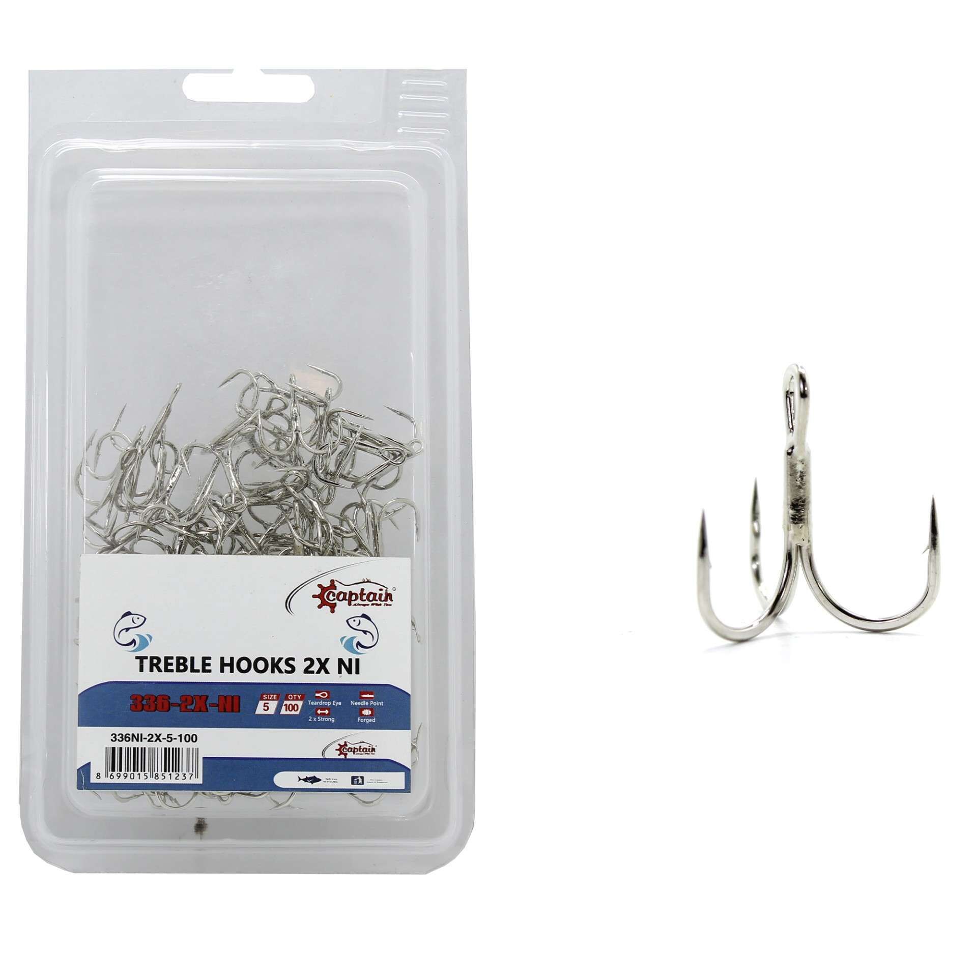 Captain 336 Üçlü İğne Sahte Balık İçin 100lü Kutu Nikel