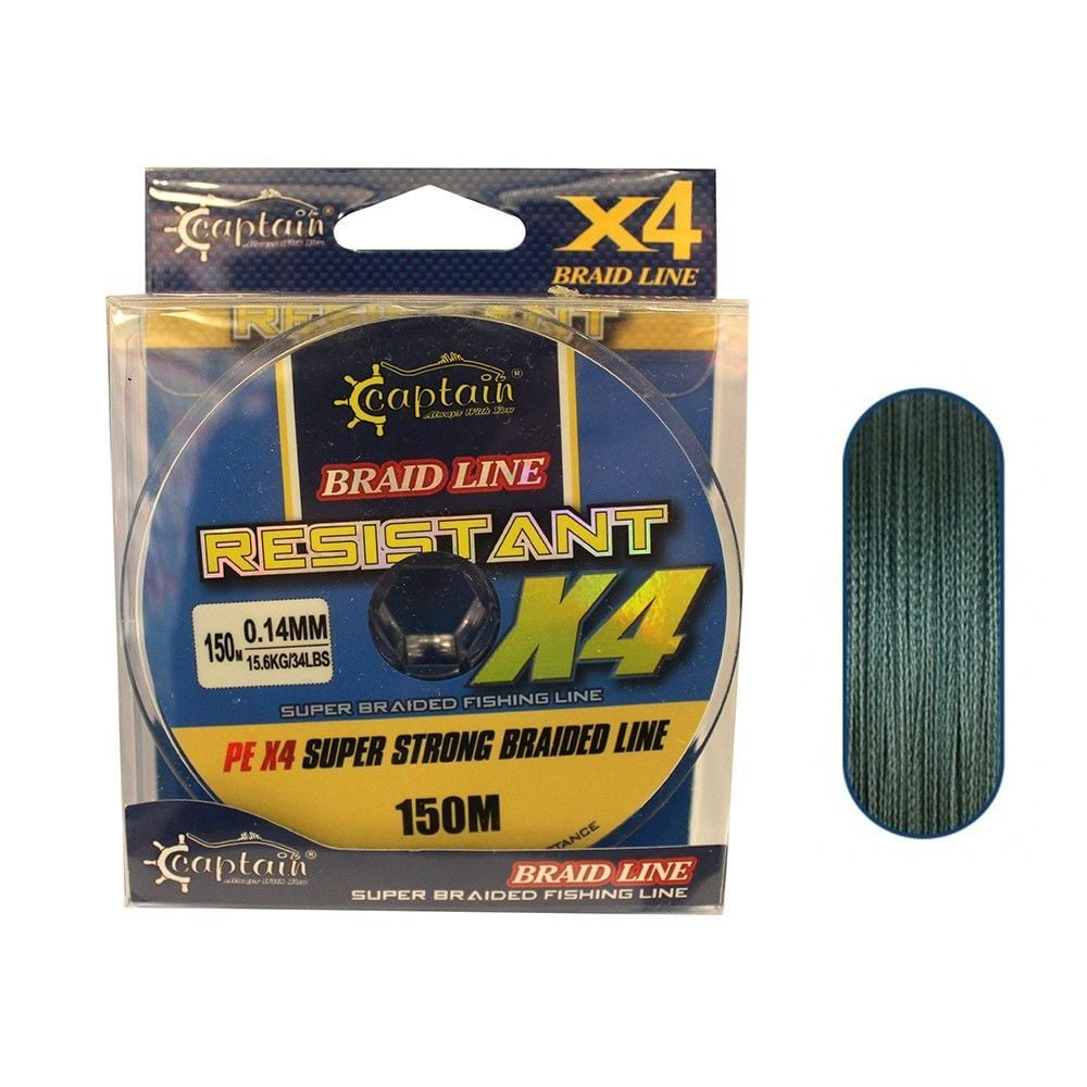 Captain Resistant PE 0.06 mm 150m 4 Kat Spin İp Misina Yeşil
