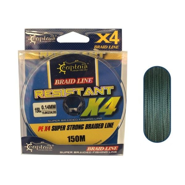 Captain Resistant PE 0.06 mm 150m 4 Kat Spin İp Misina Yeşil