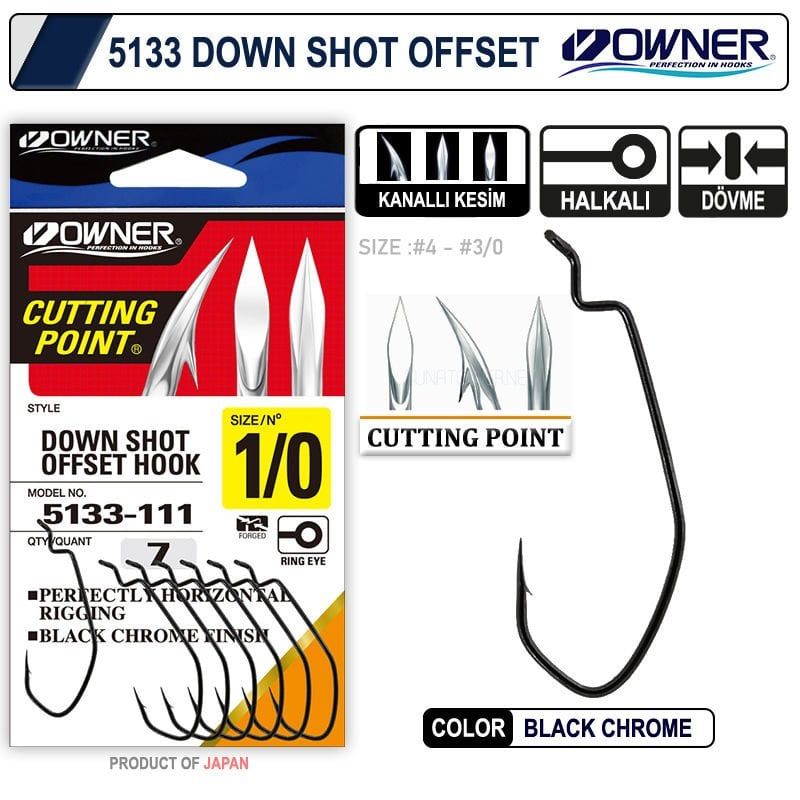 Owner 5133 Down Shot Offset Black Chrome No:1-0 Olta İğnesi 7 Adet