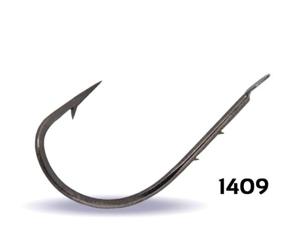 Youvella 1409 No: 8 Kısa Pala Tırnaklı Olta İğnesi 100'lü Kutu Black Nikel