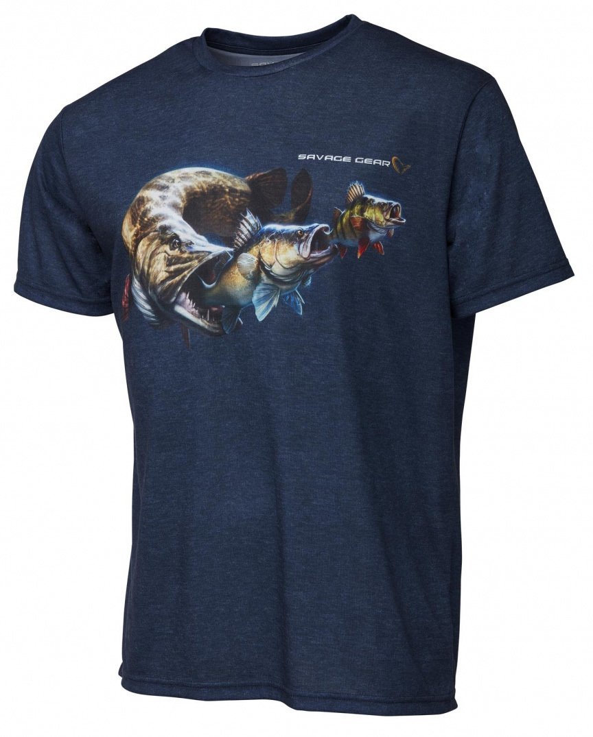 Savage Gear Cannibal T-Shirt Blue Melange XL