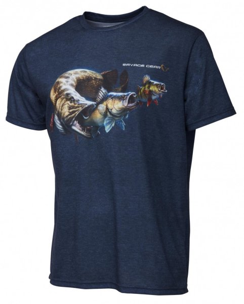 Savage Gear Cannibal T-Shirt Blue Melange XL