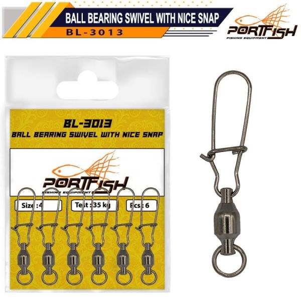 Portfish BL-3013 No:4 Bilyalı Kilitli Klipsli Fırdöndü 3 Adet