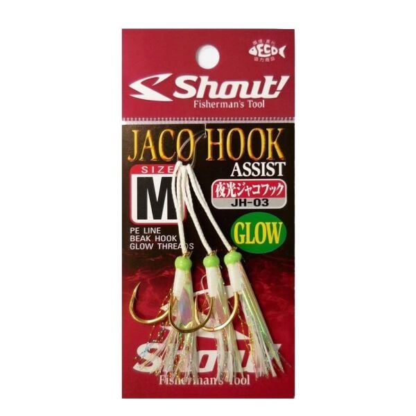 Shout Jaco Hook JH-03 Size:LL(5/0) Glow Assist Olta İğnesi 3 Adet