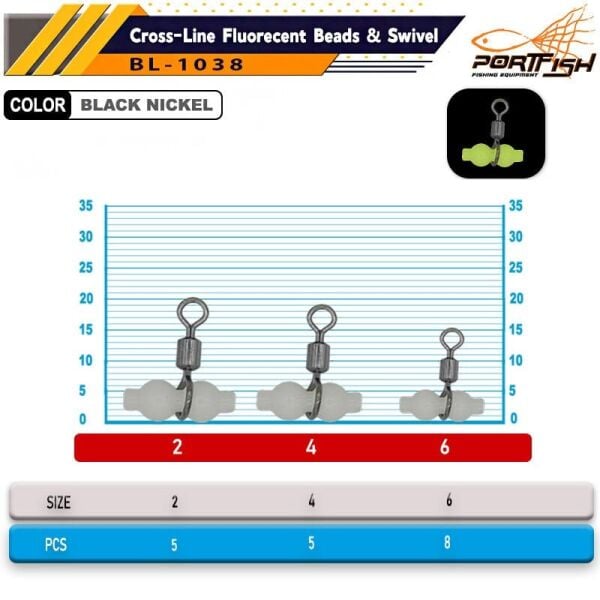 Portfish BL-1038 No:6 Üçlü Fosforlu Gezer Fırdöndü