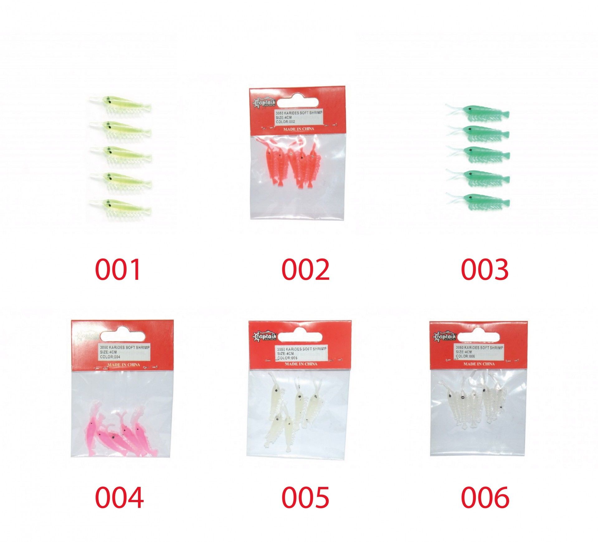 Captain 3050 Silikon Karides 4cm Suni Yem 5'li Paket 005