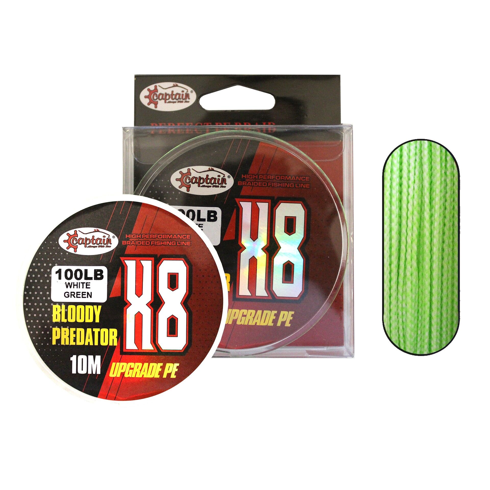 Hook Line 8X Upgrade PE Bloody Predator Jigging Assist İpi 10mt Green-White 120 LB