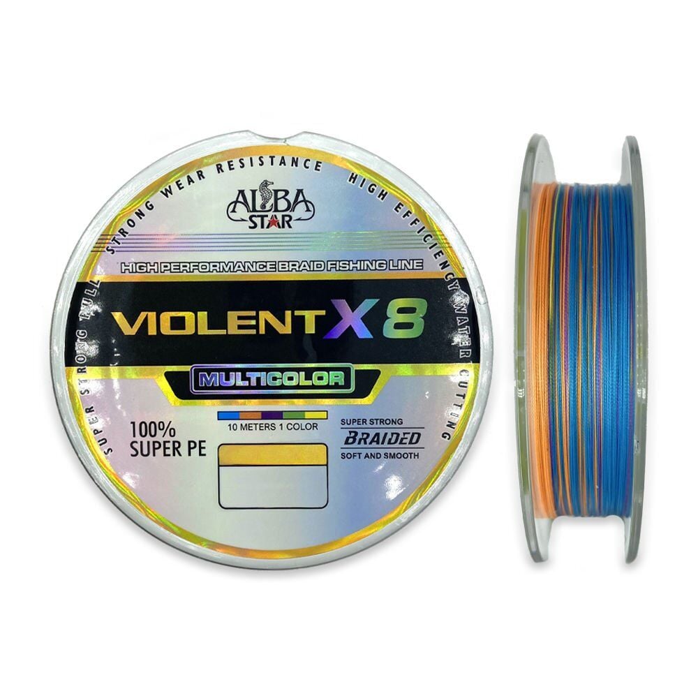 Albastar Violent 8x 0.18 mm 300m 8 Örgü İp Misina Multicolor 18.0 kg Çeker