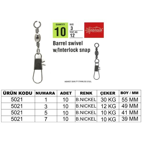 Captain 5021 Kilitli Klips 10'lu Paket Black Nikel 1