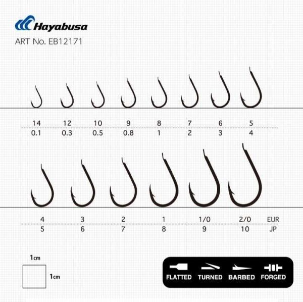 Hayabusa HCHN 121 Kısa Pala Dövme Olta İğnesi 15li Paket Black Nikel